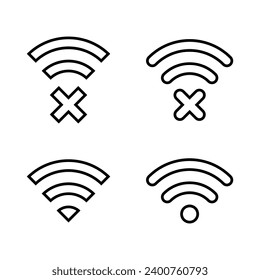 Wifi signal icon in line style. Offline and online symbol vector
