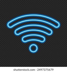 Wifi signal icon in neon style. Wifi signal icon. Web network connect logo sign. Retro sign with glowing neon. Vector illustration