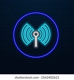 Wifi signal icon in neon style. Wifi signal icon. Web network connect logo sign. Retro sign with glowing neon. Vector illustration.