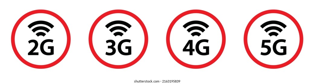 Wifi Signal icon. Network Icon. 2G, 3G, 4G, 5G Icon, Vector Illustration.