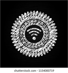 wifi signal icon on chalkboard