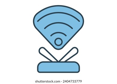 icono de señal wifi. icono relacionado con la web básica y la interfaz de usuario. adecuado para sitio web, aplicación, interfaces de usuario, imprimible, etc. estilo de icono de línea plana. diseño de vector simple editable