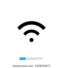 WiFi Signal Icon Representing Wireless Internet Connection with Graphic Lines and Circle Design Elements