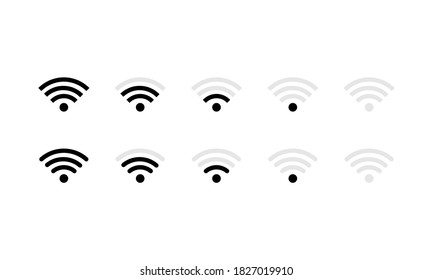 Wifi signal icon set in black. Internet. Vector EPS 10. Isolated on white background