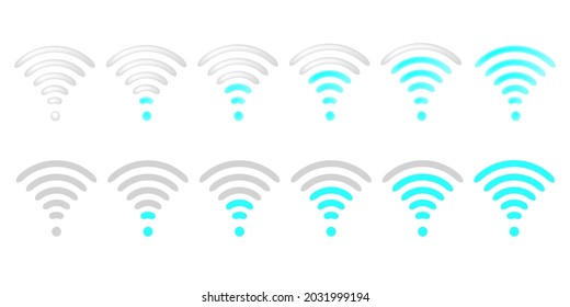 Conjunto de iconos de señal Wifi. Elementos de acceso a la red. Colección de símbolos técnicos. Ilustraciones vectoriales aisladas de aplicaciones móviles.
