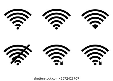 Wifi signal icon set on a white background vector illustration.