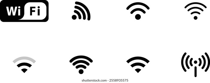 Wifi signal icon set PNG wireless and wifi icon. Satellite bar for mobile, radio and computer. Contact point. A set of network connection tags.