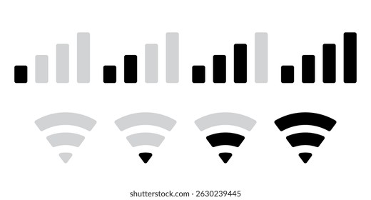 Wifi and signal icon set simple design