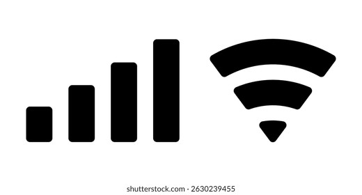 Wifi and signal icon set simple design