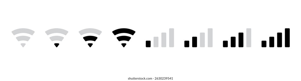 Wifi and signal icon set simple design