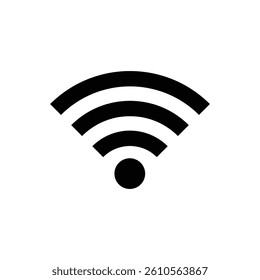Wi-Fi signal icon symbol in black. Wireless connection strength, representing internet, network, wireless communication, and connectivity in flat vector design