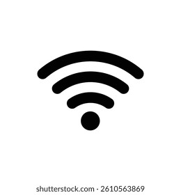 Wi-Fi signal icon symbol in black. Wireless connection strength, representing internet, network, wireless communication, and connectivity in flat vector design