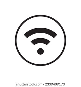 Wifi-Signal-Symbol Vektorgrafik in Kreislinie. Symbol für drahtlose Netzwerkverbindung