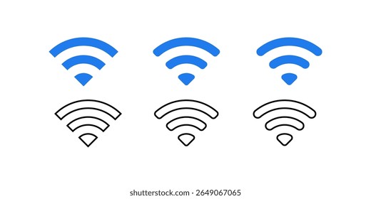 Wi-Fi signal icon vector collection with different network symbols and wireless connection signs for internet communication technology and connectivity themes
