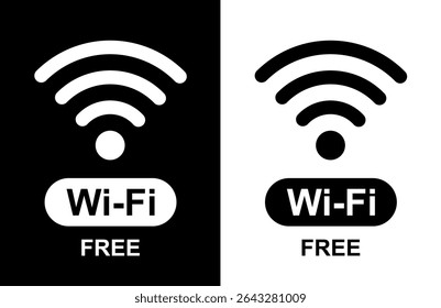 Ícone de sinal Wi-Fi símbolos vetoriais e sinal de conexão à Internet isolado, Conjunto de ícones sem fio, rede disponível, sinal de Internet, ICON WIFI GRÁTIS ilustração vetorial, Sinal de conectividade Wi-Fi sem fio,