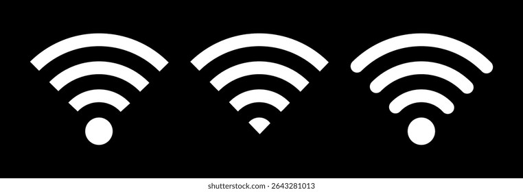 Ícone de sinal Wi-Fi símbolos vetoriais e sinal de conexão à Internet isolado, Conjunto de ícones sem fio, rede disponível, sinal de Internet, ICON WIFI GRÁTIS ilustração vetorial, Sinal de conectividade Wi-Fi sem fio,