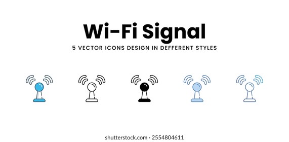 Wi-Fi Signal icons set in different style vector stock illustration