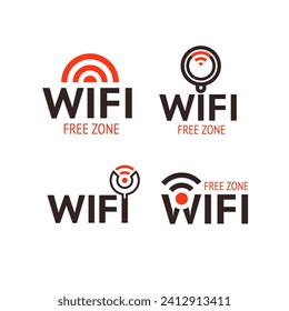 Wifi signal internet symbol set icons, the wireless and free wifi hotspot, wi-fi zone connect, vector illustration