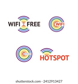 Wifi signal internet symbol set icons, the wireless and free wifi hotspot, wi-fi zone connect, vector illustration