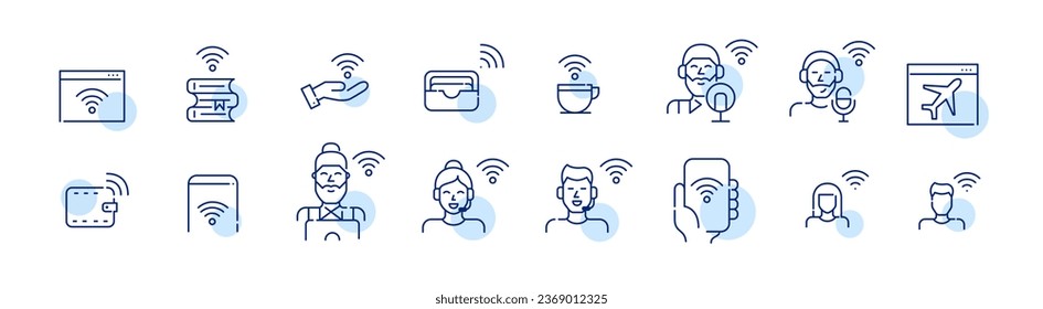 Wi-fi signal, internet users icons set. Pixel perfect
