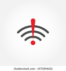 Wifi Signal Interrupted Icon, Network Unstable Symbol.