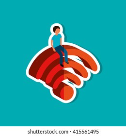 wifi signal isometric design 