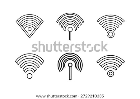 wi-fi signal line art vector illustration