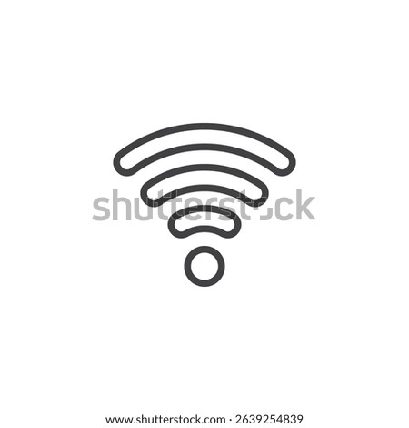 WiFi signal line icon with ascending curved bars. This outline vector icon symbolizes wireless connectivity. Icon ideal for internet or mobile apps.