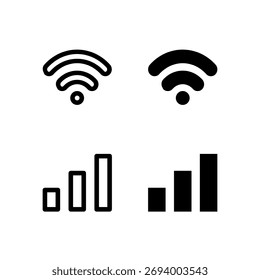 WiFi and Signal Line and Solid Icon Set for Modern App and UI Design