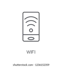 Wifi signal linear icon. Modern outline Wifi signal logo concept on white background from Communication collection. Suitable for use on web apps, mobile apps and print media.