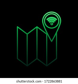 wifi signal in map pin nolan icon. Simple thin line, outline vector of sosial media network icons for ui and ux, website or mobile application