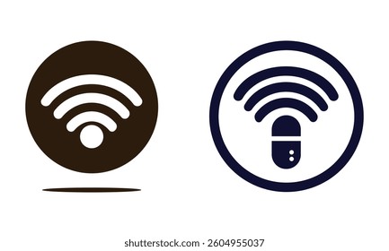 WiFi Signal and Medical Pill, Connection Vector Icons, Internet Icon Design