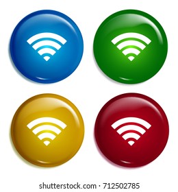 Wifi signal multi color gradient glossy badge icon set. Realistic shiny badge icon or logo mockup