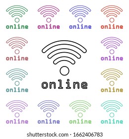 Wifi signal multi color style icon. Simple thin line, outline vector of sosial media network icons for ui and ux, website or mobile application