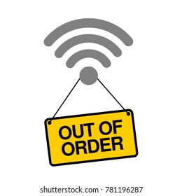 Wi-fi signal is out of order. Proble, trouble and difficulty with wireless internet connection - low reach or failure. Vector illustration