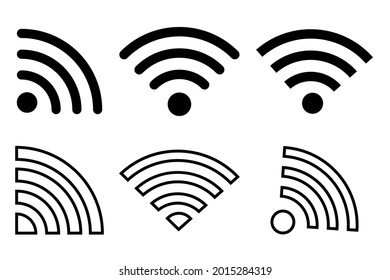 wi-fi signal set. Computer technology. Internet network. Digital communication. Internet broadcast. Vector illustration.