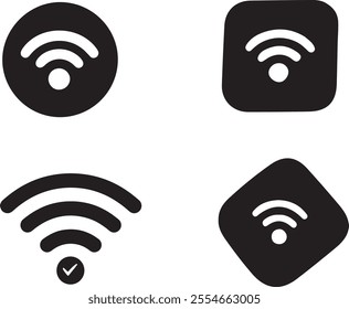 wifi signal set icon with white background vector stock illustration.