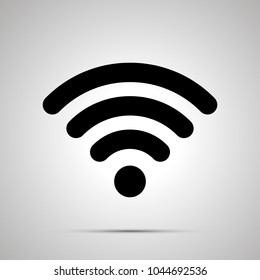 WIFI signal silhouette, simple black icon with shadow