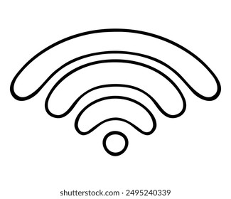 Wi-fi signal. Sketch. Wireless internet spray. World Wide Web access. Vector illustration. Outline on isolated background. Doodle style. Online. Symbol. Distance. Illustration for web design.