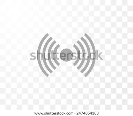 Wi-Fi signal sound effect. Vector illustration of gray wireless connection light effect. Ideal for logo with internet communication wave signal on isolated background.