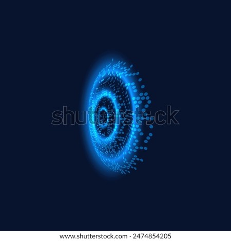 Wi-Fi signal sound wave vector illustration. Blue concentric circles represent modern means of communication. Ideal for technology themed designs and radio station graphics.