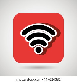 wifi signal square button  isolated icon design, vector illustration  graphic 