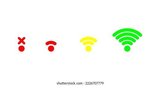 wifi signal strength icon, red signal is bad, yellow is medium, green is good.