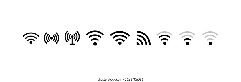 Símbolos de sinal Wi-Fi e uma conexão com a Internet, que permitem o acesso remoto à Internet.