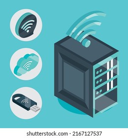 wifi signal technology icons vector style