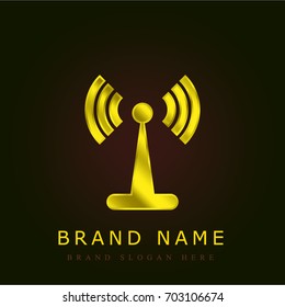 Wifi signal tower golden metallic logo
