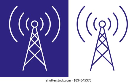 Wifi signal tower isolated vector sign. Outline mobile communication icon.
