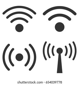 Wi-Fi Signal vector icon set. Collection style is gray flat symbols on a white background.