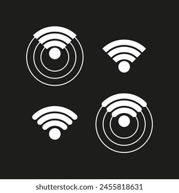 WiFi signal Vector icons. Wireless internet symbols set. Monochrome connectivity indicators.