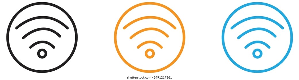 Wifi signal vector logo set collection for web app ui